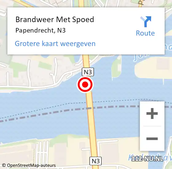 Locatie op kaart van de 112 melding: Brandweer Met Spoed Naar Papendrecht, N3 op 1 januari 2024 03:45