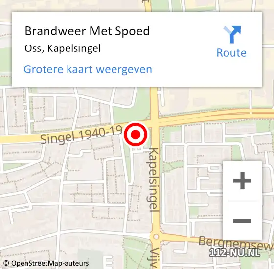 Locatie op kaart van de 112 melding: Brandweer Met Spoed Naar Oss, Kapelsingel op 1 januari 2024 03:48