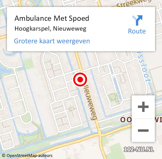 Locatie op kaart van de 112 melding: Ambulance Met Spoed Naar Hoogkarspel, Nieuweweg op 1 januari 2024 04:10