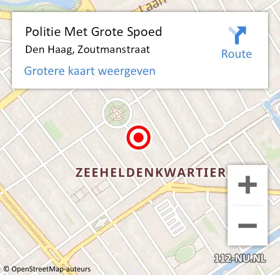 Locatie op kaart van de 112 melding: Politie Met Grote Spoed Naar Den Haag, Zoutmanstraat op 1 januari 2024 04:15