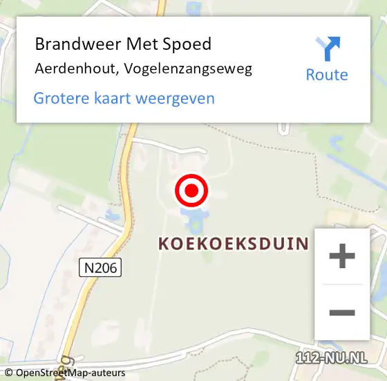 Locatie op kaart van de 112 melding: Brandweer Met Spoed Naar Aerdenhout, Vogelenzangseweg op 1 januari 2024 04:16