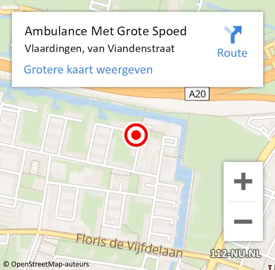 Locatie op kaart van de 112 melding: Ambulance Met Grote Spoed Naar Vlaardingen, van Viandenstraat op 1 januari 2024 04:21