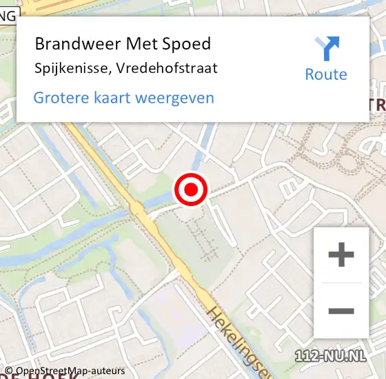 Locatie op kaart van de 112 melding: Brandweer Met Spoed Naar Spijkenisse, Vredehofstraat op 1 januari 2024 04:21