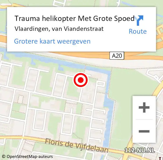 Locatie op kaart van de 112 melding: Trauma helikopter Met Grote Spoed Naar Vlaardingen, van Viandenstraat op 1 januari 2024 04:23