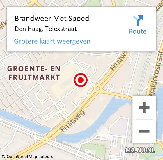 Locatie op kaart van de 112 melding: Brandweer Met Spoed Naar Den Haag, Telexstraat op 1 januari 2024 04:34