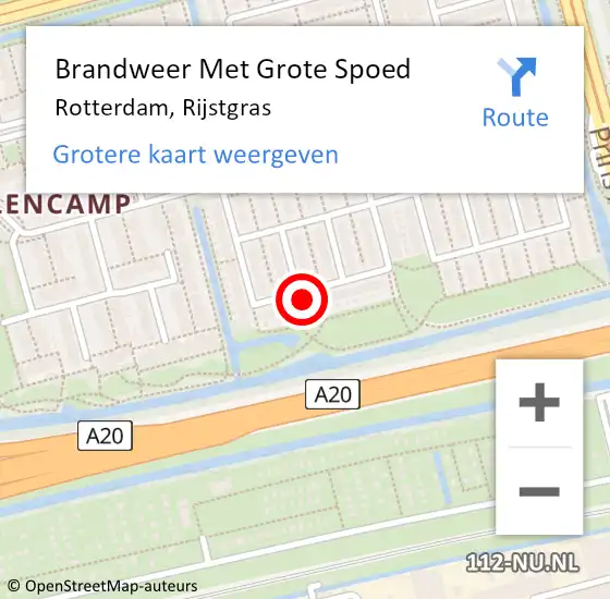 Locatie op kaart van de 112 melding: Brandweer Met Grote Spoed Naar Rotterdam, Rijstgras op 1 januari 2024 04:34