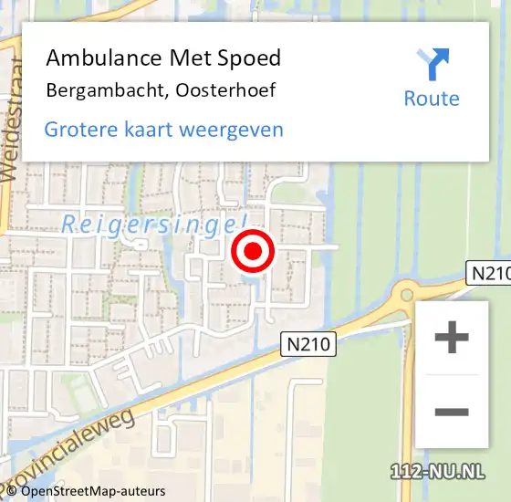 Locatie op kaart van de 112 melding: Ambulance Met Spoed Naar Bergambacht, Oosterhoef op 1 januari 2024 04:37