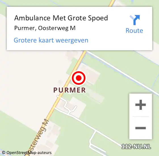 Locatie op kaart van de 112 melding: Ambulance Met Grote Spoed Naar Purmer, Oosterweg M op 20 september 2014 14:41