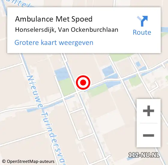 Locatie op kaart van de 112 melding: Ambulance Met Spoed Naar Honselersdijk, Van Ockenburchlaan op 1 januari 2024 04:53