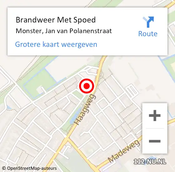 Locatie op kaart van de 112 melding: Brandweer Met Spoed Naar Monster, Jan van Polanenstraat op 1 januari 2024 05:07