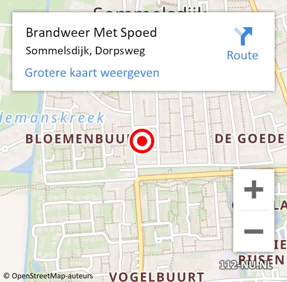 Locatie op kaart van de 112 melding: Brandweer Met Spoed Naar Sommelsdijk, Dorpsweg op 1 januari 2024 05:11