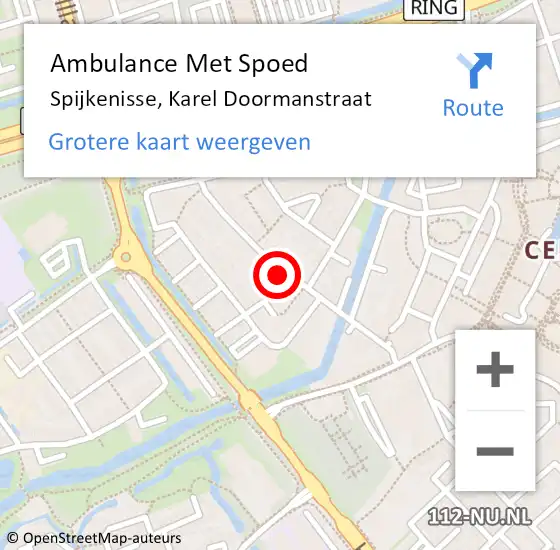 Locatie op kaart van de 112 melding: Ambulance Met Spoed Naar Spijkenisse, Karel Doormanstraat op 1 januari 2024 05:12