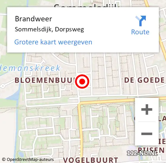 Locatie op kaart van de 112 melding: Brandweer Sommelsdijk, Dorpsweg op 1 januari 2024 05:21
