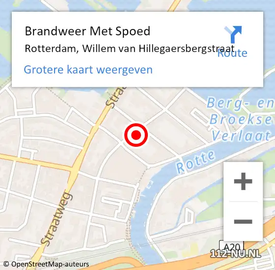 Locatie op kaart van de 112 melding: Brandweer Met Spoed Naar Rotterdam, Willem van Hillegaersbergstraat op 1 januari 2024 05:29