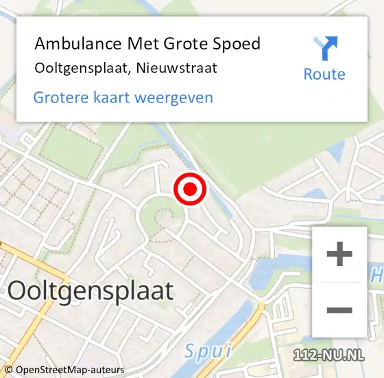 Locatie op kaart van de 112 melding: Ambulance Met Grote Spoed Naar Ooltgensplaat, Nieuwstraat op 1 januari 2024 05:37