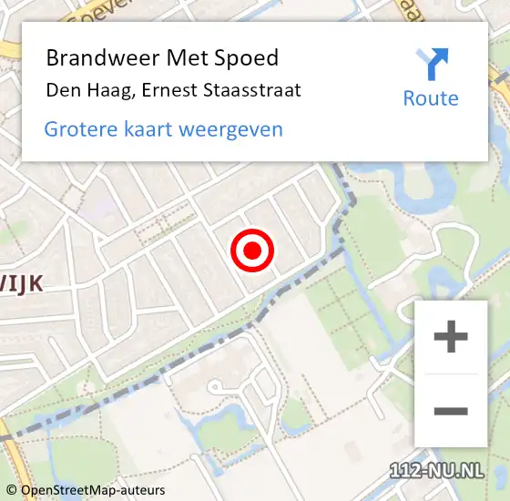 Locatie op kaart van de 112 melding: Brandweer Met Spoed Naar Den Haag, Ernest Staasstraat op 1 januari 2024 05:42