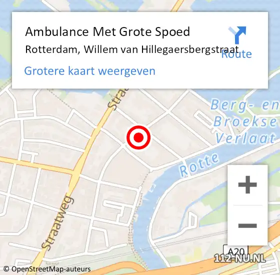 Locatie op kaart van de 112 melding: Ambulance Met Grote Spoed Naar Rotterdam, Willem van Hillegaersbergstraat op 1 januari 2024 05:42