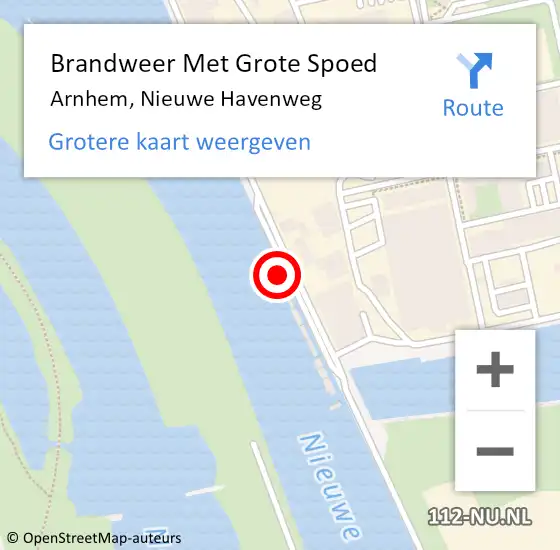 Locatie op kaart van de 112 melding: Brandweer Met Grote Spoed Naar Arnhem, Nieuwe Havenweg op 1 januari 2024 06:00