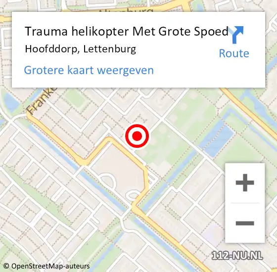 Locatie op kaart van de 112 melding: Trauma helikopter Met Grote Spoed Naar Hoofddorp, Lettenburg op 1 januari 2024 06:14