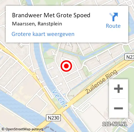 Locatie op kaart van de 112 melding: Brandweer Met Grote Spoed Naar Maarssen, Ranstplein op 1 januari 2024 06:19