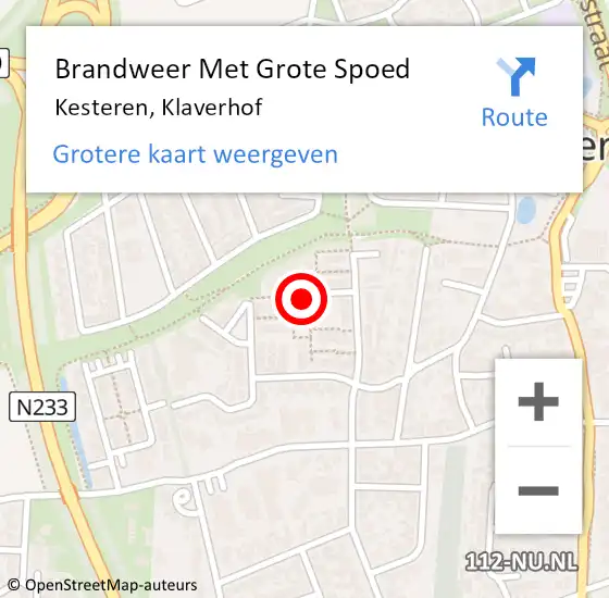 Locatie op kaart van de 112 melding: Brandweer Met Grote Spoed Naar Kesteren, Klaverhof op 1 januari 2024 06:24