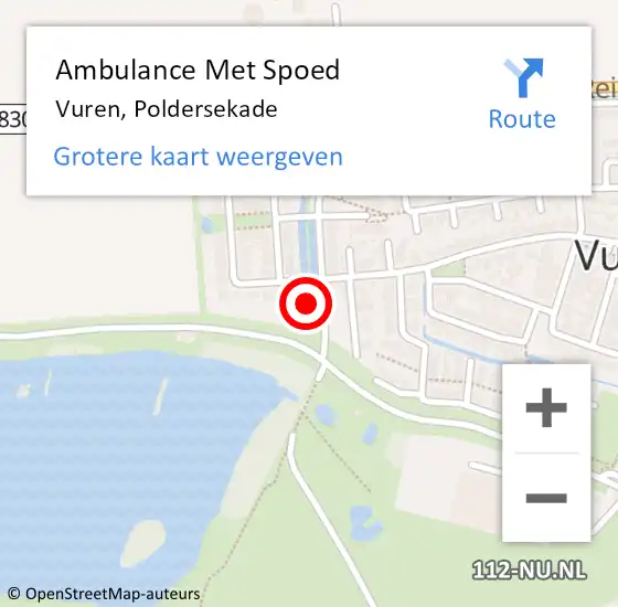 Locatie op kaart van de 112 melding: Ambulance Met Spoed Naar Vuren, Poldersekade op 1 januari 2024 06:26