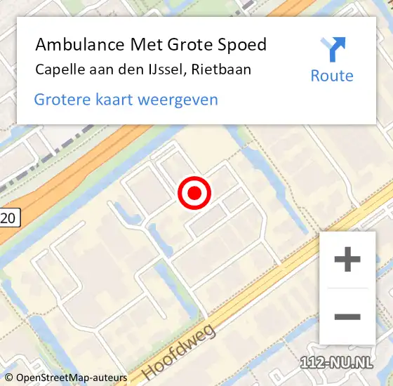 Locatie op kaart van de 112 melding: Ambulance Met Grote Spoed Naar Capelle aan den IJssel, Rietbaan op 1 januari 2024 06:27