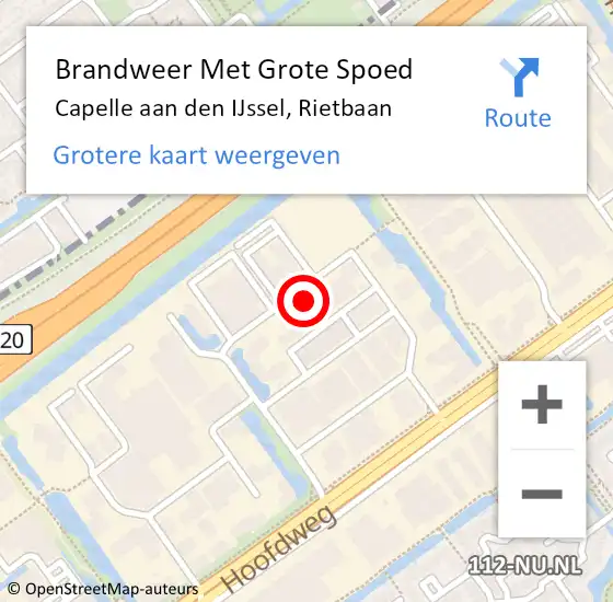 Locatie op kaart van de 112 melding: Brandweer Met Grote Spoed Naar Capelle aan den IJssel, Rietbaan op 1 januari 2024 06:33