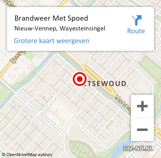 Locatie op kaart van de 112 melding: Brandweer Met Spoed Naar Nieuw-Vennep, Wayesteinsingel op 1 januari 2024 06:49