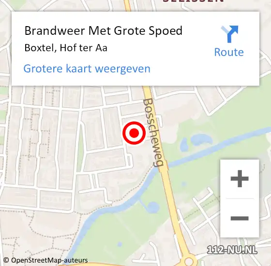 Locatie op kaart van de 112 melding: Brandweer Met Grote Spoed Naar Boxtel, Hof ter Aa op 1 januari 2024 07:17