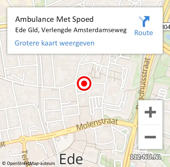 Locatie op kaart van de 112 melding: Ambulance Met Spoed Naar Ede Gld, Verlengde Amsterdamseweg op 20 september 2014 14:57