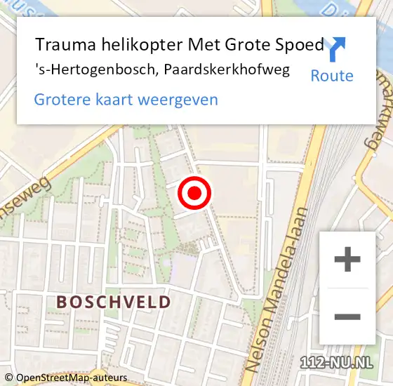 Locatie op kaart van de 112 melding: Trauma helikopter Met Grote Spoed Naar 's-Hertogenbosch, Paardskerkhofweg op 1 januari 2024 07:28