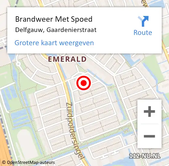 Locatie op kaart van de 112 melding: Brandweer Met Spoed Naar Delfgauw, Gaardenierstraat op 1 januari 2024 07:58