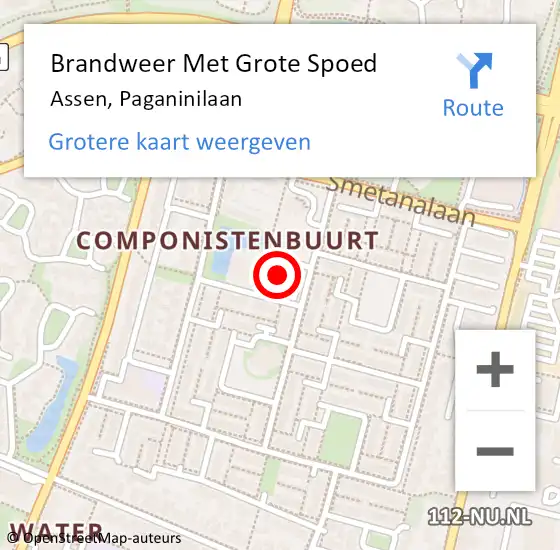 Locatie op kaart van de 112 melding: Brandweer Met Grote Spoed Naar Assen, Paganinilaan op 1 januari 2024 08:05