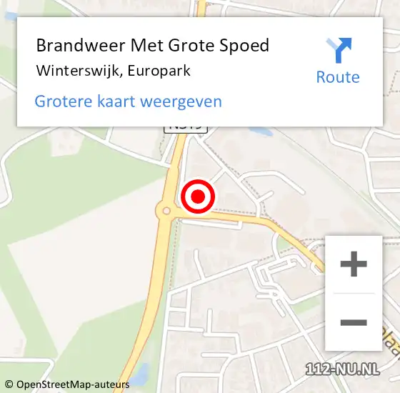 Locatie op kaart van de 112 melding: Brandweer Met Grote Spoed Naar Winterswijk, Europark op 1 januari 2024 08:07