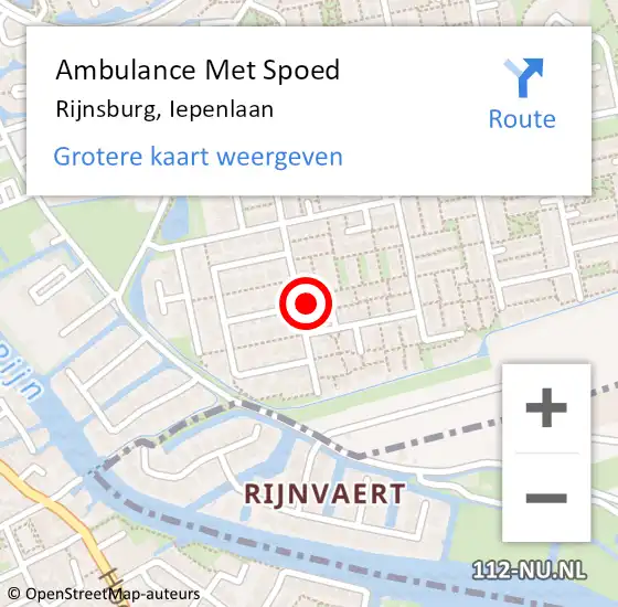 Locatie op kaart van de 112 melding: Ambulance Met Spoed Naar Rijnsburg, Iepenlaan op 1 januari 2024 08:28