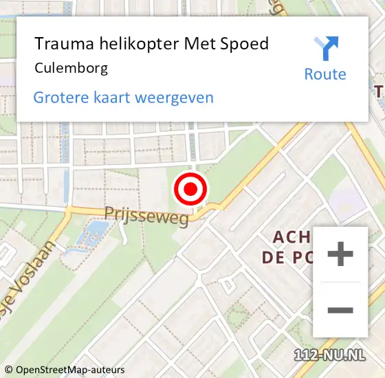 Locatie op kaart van de 112 melding: Trauma helikopter Met Spoed Naar Culemborg op 1 januari 2024 08:53