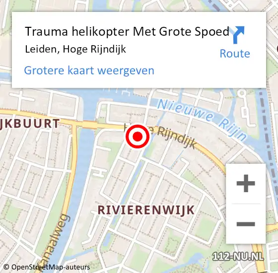 Locatie op kaart van de 112 melding: Trauma helikopter Met Grote Spoed Naar Leiden, Hoge Rijndijk op 1 januari 2024 08:57