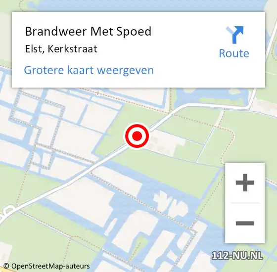 Locatie op kaart van de 112 melding: Brandweer Met Spoed Naar Elst, Kerkstraat op 1 januari 2024 08:58