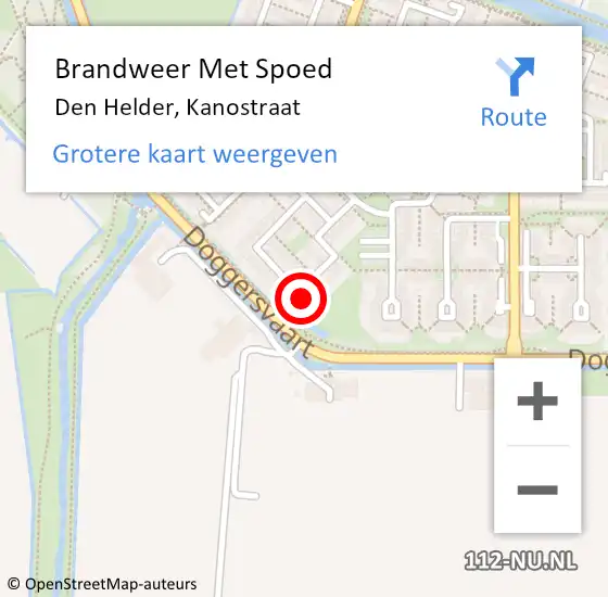 Locatie op kaart van de 112 melding: Brandweer Met Spoed Naar Den Helder, Kanostraat op 1 januari 2024 09:02