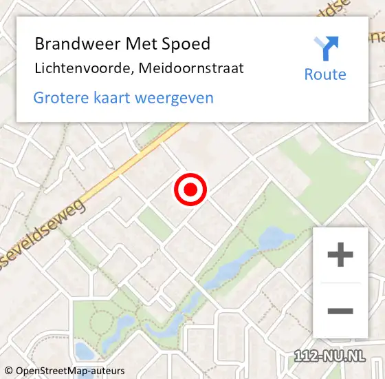 Locatie op kaart van de 112 melding: Brandweer Met Spoed Naar Lichtenvoorde, Meidoornstraat op 1 januari 2024 09:08