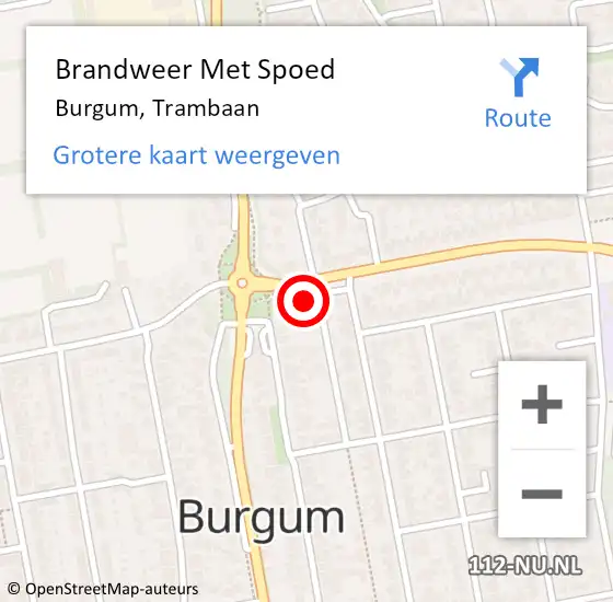 Locatie op kaart van de 112 melding: Brandweer Met Spoed Naar Burgum, Trambaan op 1 januari 2024 09:15