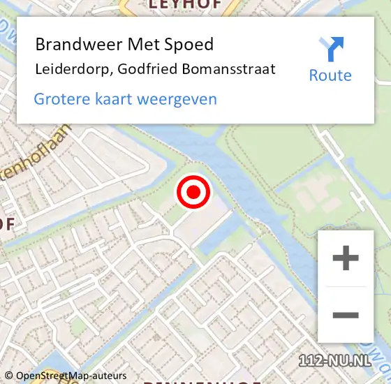 Locatie op kaart van de 112 melding: Brandweer Met Spoed Naar Leiderdorp, Godfried Bomansstraat op 1 januari 2024 09:21