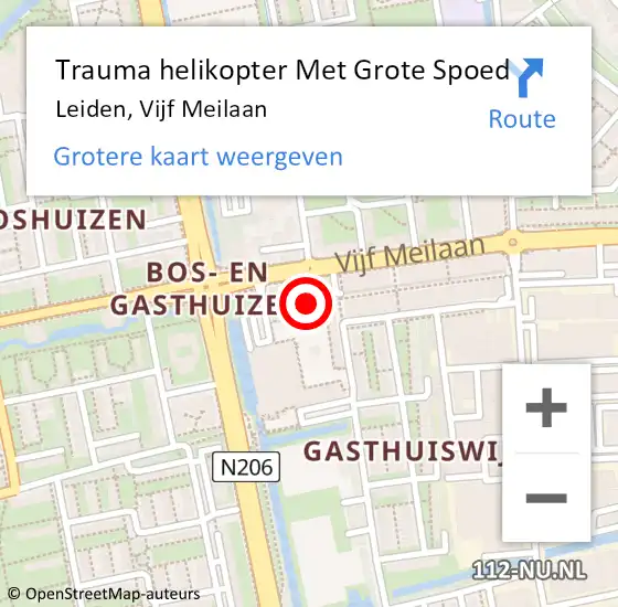 Locatie op kaart van de 112 melding: Trauma helikopter Met Grote Spoed Naar Leiden, Vijf Meilaan op 1 januari 2024 09:37