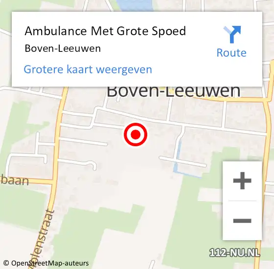 Locatie op kaart van de 112 melding: Ambulance Met Grote Spoed Naar Boven-Leeuwen op 1 januari 2024 10:36