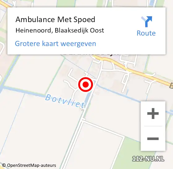 Locatie op kaart van de 112 melding: Ambulance Met Spoed Naar Heinenoord, Blaaksedijk Oost op 1 januari 2024 10:45