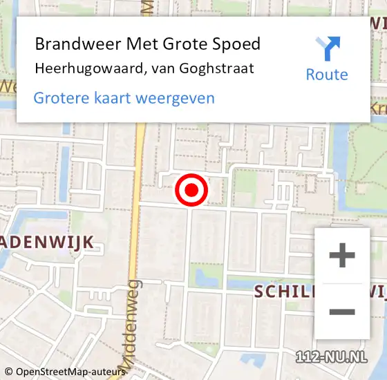 Locatie op kaart van de 112 melding: Brandweer Met Grote Spoed Naar Heerhugowaard, van Goghstraat op 1 januari 2024 11:15