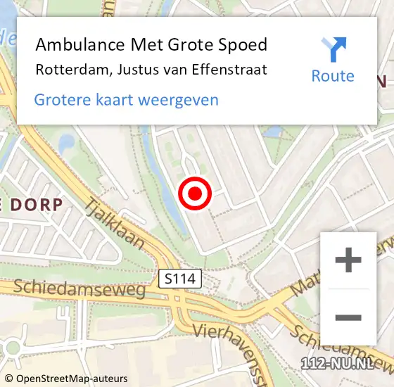 Locatie op kaart van de 112 melding: Ambulance Met Grote Spoed Naar Rotterdam, Justus van Effenstraat op 1 januari 2024 11:21