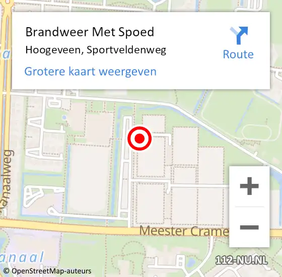 Locatie op kaart van de 112 melding: Brandweer Met Spoed Naar Hoogeveen, Sportveldenweg op 20 september 2014 15:18