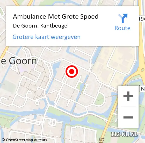 Locatie op kaart van de 112 melding: Ambulance Met Grote Spoed Naar De Goorn, Kantbeugel op 1 januari 2024 11:43